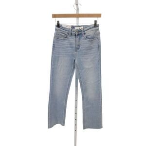 Vervet Women Straight Jeans Blue Mid Rise Button Cotton Size 25